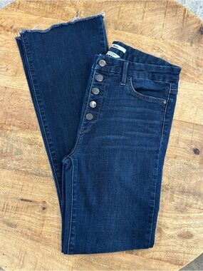 Sam Edelman Dark Blue High-Rise Button-Fly Jeans “The Stiletto Boot”